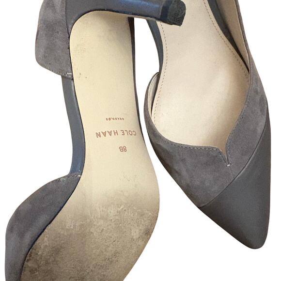 Cole Haan Grey Suede and Leather D’Orsay Heels 8 - Picture 7 of 9